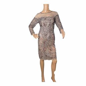 NWT Adrianna Papell Elegant Size 2 Grey Beaded Sequined Cocktail Wedding Holiday